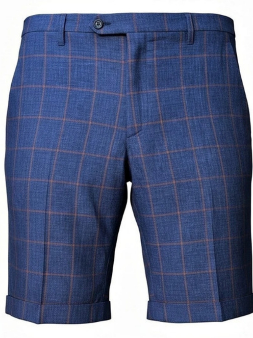 Socapri Italian Made Bermuda Linen Flax Plaid Shorts in Blue Size 38 US NWT